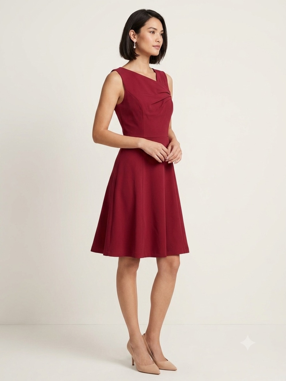 White House Black Market Sleeveless A-Line Dress in Burgundy